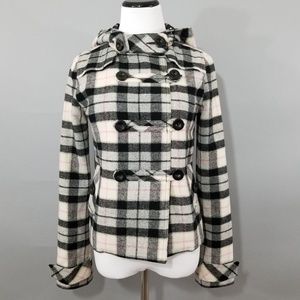 PINK VS Plaid Double Breasted Wool Jacket Size XS